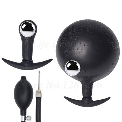 Inflatable Huge Anal Butt Plug Built-in Steel Ball Women Vaginal Anal Dilator Expandable Silicone Men Prostate Massager Sex Toys