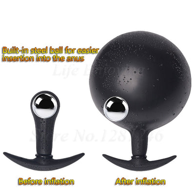 Inflatable Huge Anal Butt Plug Built-in Steel Ball Women Vaginal Anal Dilator Expandable Silicone Men Prostate Massager Sex Toys