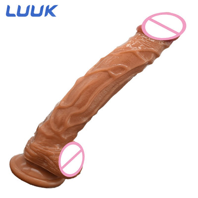 Long Dildo Realistic Blood Vessel Imitation Penis Imitator for Woman No Vibrator Masturbation Wear Adult Toys Rubber Dick