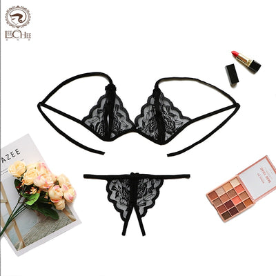 Lace Lingerie Set Sexy Women Open Bra Hot Erotic Porno Exotic Apparel Transparent Lenceria Langerie Underwear