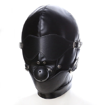 Leather Padded Hood Blindfold, Restraints Harness Mask, BDSM Bondage Gimp, Halloween Mask, Sex Toys For Couples