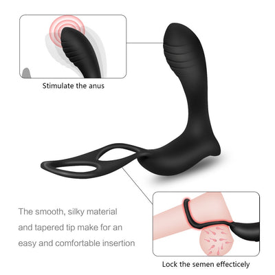 Male Prostate Massage Vibrator Anal Plug Silicone Waterproof Prostate Stimulator Butt Plug Delay Ejaculation Ring Toy for Men