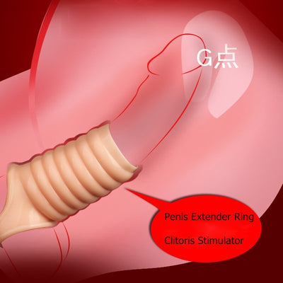 Men Delay Lock Sperm Fine Condom Threaded Enhancer Ring Penis Extender Sleeve Erection Dick Cock Ring Sex Toys for Men Intimate