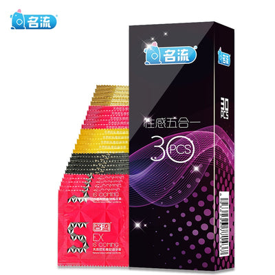 30pcs 5 Types Ultra Thin Condoms Sexy Latex Dots Pleasure Natural Rubber Condones Male Contraception Penis Sleeve
