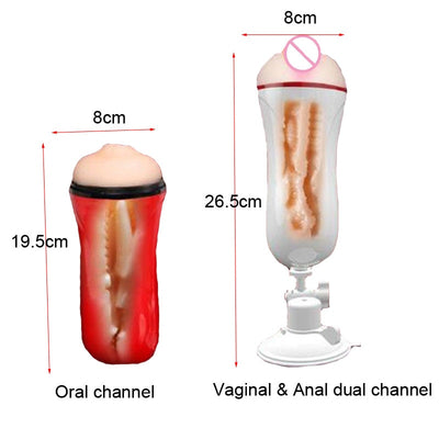 Dual Channel Vagina Real Pussy Vibrator Sex Toys for Men Masturbator for Man Oral Sex Machine  Blowjob