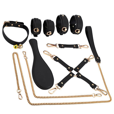 New Bondage Set Sexy BDSM Leather Restraints Sex Toys for Couples Flirting Adult Handcuffs Nipple Clamps Whip Spanking Rope