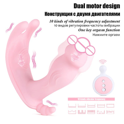 Butterfly Dildo Vibrator Wearable G Spot Clitoral Stimulator Massager Wireless Rechargable Sex Toy for Women