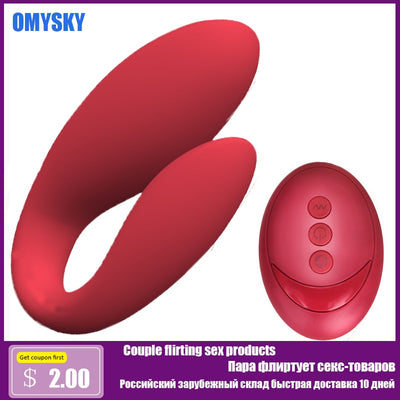 Wireless Vibrator Simulate G-spot Anal Double-head Vibrate Sex Toys For Adult Waterproof USB Charge Mute C-shape Dildo