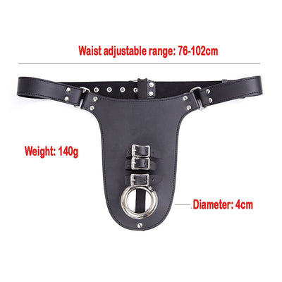 PU Leather Chastity Belt Penis Restraint Bondage Sexy Underwear for Men SM Restraint Cock Lock Adjustable Male C-string Pant