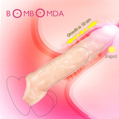Penis Extender Sex Toys for Men Reusable Condom Dick Sleeve Adult Sex Toys Male Realistic Thick Cock Extender Delay Penis Sleeve