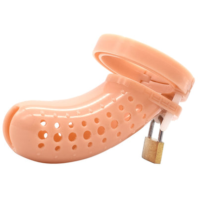 Plastic Male Chastity Device Porous Cock Cage with 5 Size Rings   Brass Lock Number Tags Sex Toys Penis Ring Man Sex Products