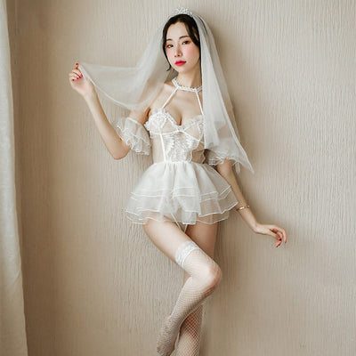 Porn Erotic Lingerie for Women Cosplay White Bride Wedding Dress Uniform Sexy Lingerie Hot Temptation Sexy Costumes Underwear