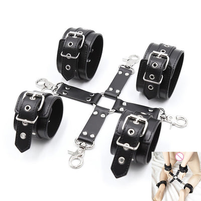 Sexy Adjustable PU Leather Handcuffs For Sex Toys For Woman Couples Hang Buckle Link Bdsm Bondage Restraints