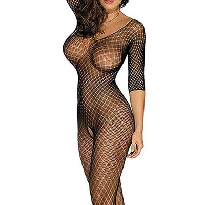 Sexy Lingerie Mesh Hollowed-out and Crotchless Perspective Temptation One-Piece Stockings Sexy Pajamas Bodysuit Lingerie
