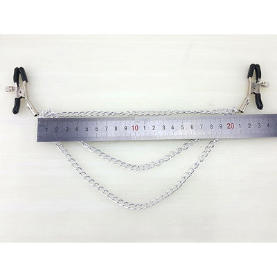 Sexy Nipple Clamps with Three Chains From Sex Toys Shop,2018 New Adult Sex Games Toys for Women Silver + Black