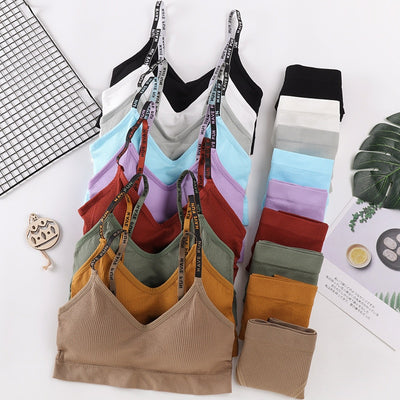 Sexy Women Bra Panties Set Push Up Sports Bra Set Letter Strap Seamless Active Bra Women Lingerie Set Fitness Top Underwear