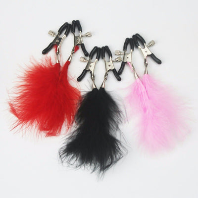 Sexy steel nipple clamps breast clips with feather breast toy /sex toys breast clip female shaking stimulate papilla clip