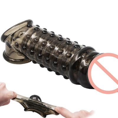 Soft Penis Extender Condom Men Cock Sleeve Ring on Penis Reusable Condoms Spines Sex Studded Enlargement Sex Toys for Male