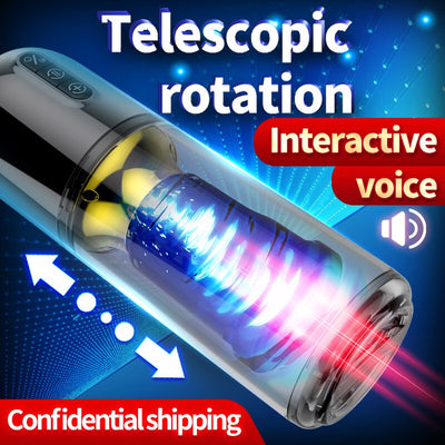 Upgraded 10*10modes Telescopic Rotation Masturbator Male Silicone Masturb Real Vagina Masturbator Sex Toys for Men Adult