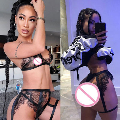 XL XXL 3XL Sexy Lingerie Set See Through Brassiere Women Sexy Bras Set Sexy Lace Underwear Open Bra and Panty Set