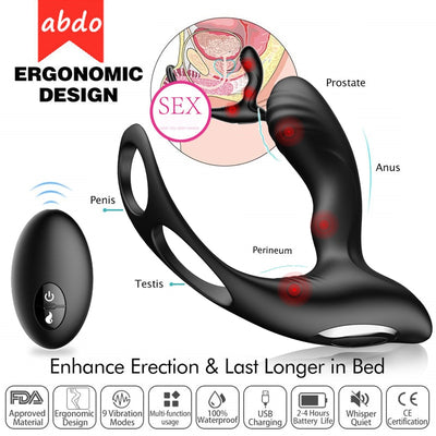 abdo Male Prostate Massage Vibrator Anal Plug Silicone Waterproof Prostata Stimulator Butt Delay Ejaculation Ring Toy For men