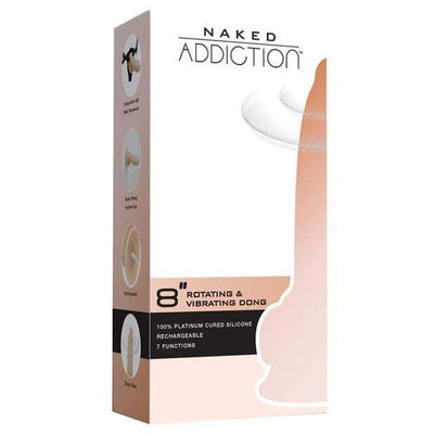 BMS - Naked Addiction Rotating and Vibrating Dong 8" (Beige)
