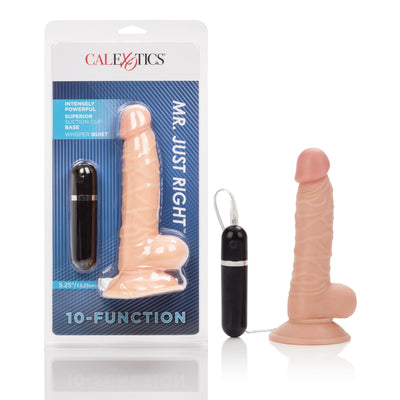 California Exotics - 10 Function Mr Just Right Dildo Vibrator 5.25" (Beige)