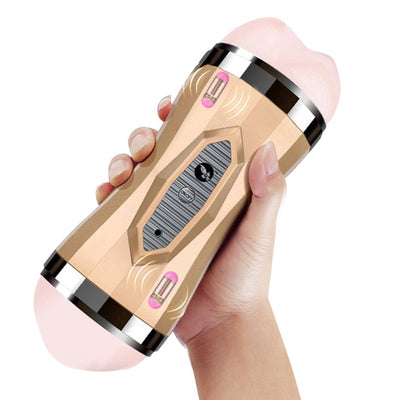 Male Masturbator Vibrator Real Vagina for Men Silicone Toy,Deep Throat Pussy Mouth Double Sex Toys for Adult Suck Man