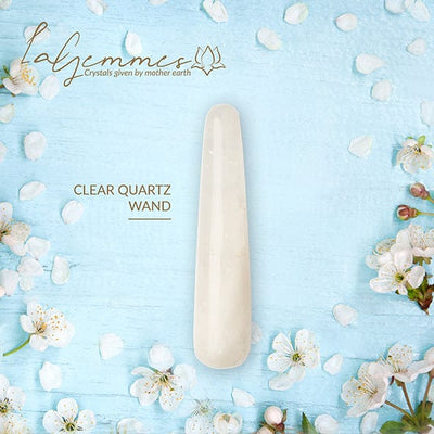 La Gemmes - Wand Clear Quartz Gemstone Dildo (White)