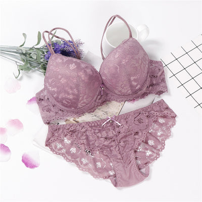 Lingerie Pink Sujetador Transparente Panties and Bra Set Underwear Set Women Japanese Fashion