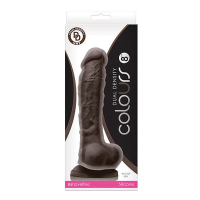 NS Novelties - Colours Dual Density Silicone Realistic Dildo with Balls 8" (Dark Brown)