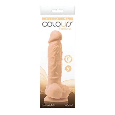 NS Novelties - Colours Pleasures Silicone Vibrating Dildo with Balls 5" (Beige)