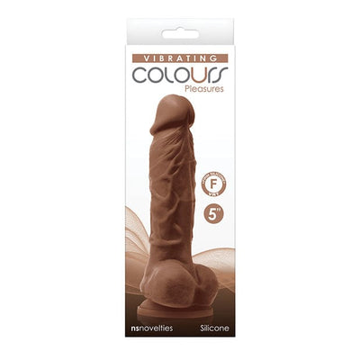 NS Novelties - Colours Pleasures Silicone Vibrating Dildo with Balls 5" (Brown)