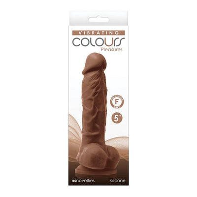 NS Novelties - Colours Pleasures Silicone Vibrating Dildo with Balls 5" (Brown)