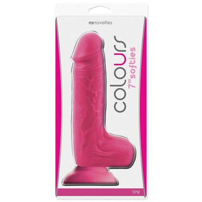 NS Novelties - Colours Softies Dong w/Balls and Suction Cup 7" (Pink)