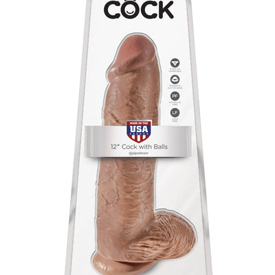 Pipedream - King Cock 12" Cock with Balls (Brown)