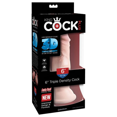 Pipedream - King Cock Plus 3D Triple Density Cock Dildo 6" (Beige)