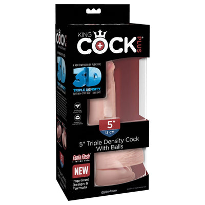 Pipedream - King Cock Plus 3D Triple Density Cock with Balls Dildo 5" (Beige)