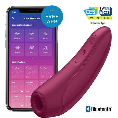 Satisfyer - Curvy 1+ App-Controlled Clitoral Air Stimulator Vibrator (Rose Red)