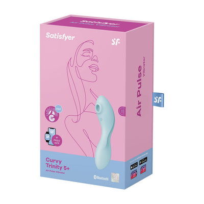 Satisfyer - Curvy App-Controlled Trinity 5 Clitoral Air Stimulator Vibrator (Light Blue)